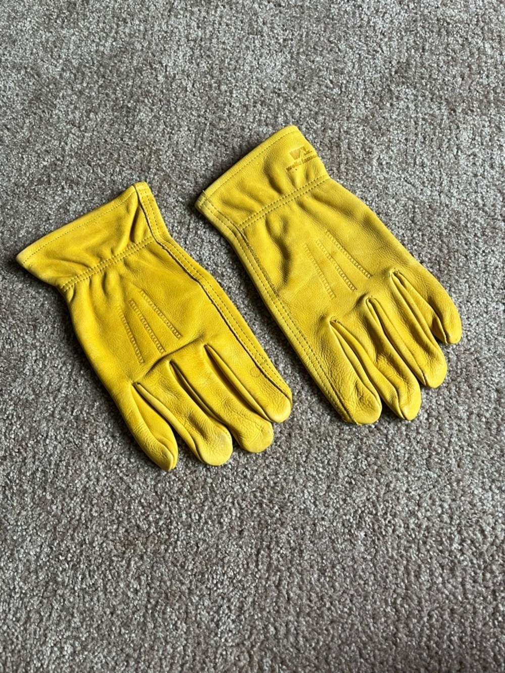Vintage Wells Lamont Yellow Leather Work Gloves